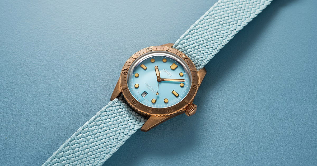 Оригинальные часы Oris Oris Divers Sixty‑Five 'Cotton Candy' 01 733 7771 3155-07 3 19 02BRS механические калибр механизма 733 общий вид